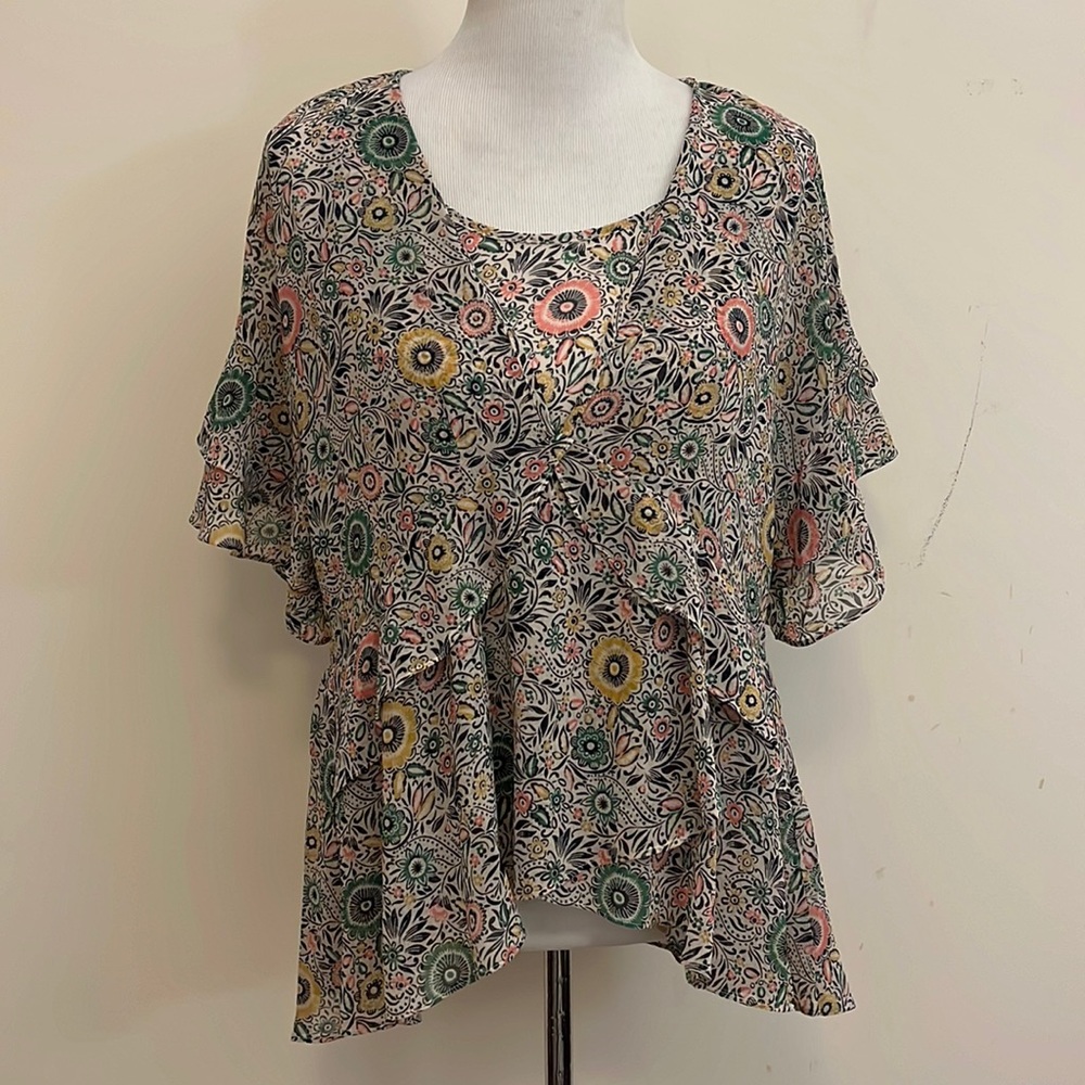 CAbi Floral Two Piece Blouse Style No. 5344 Size Medium